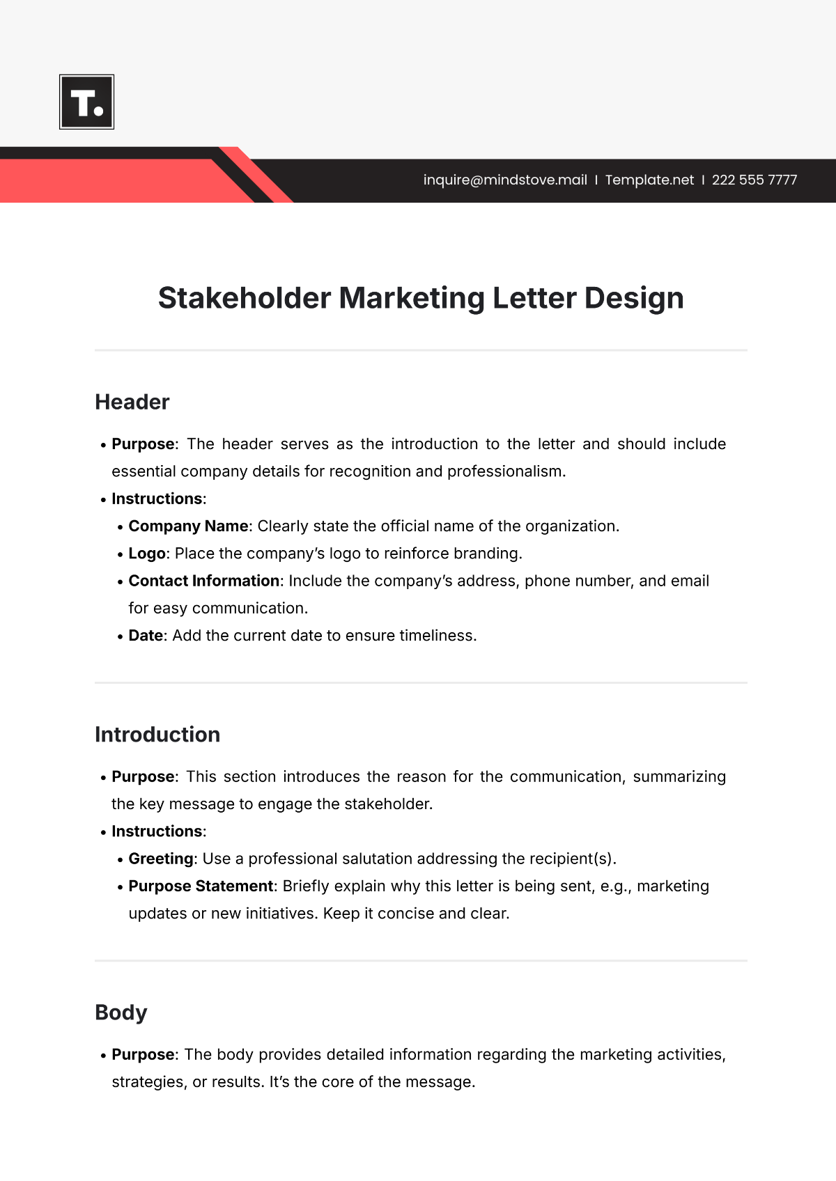 Stakeholder Marketing Letter Design Template