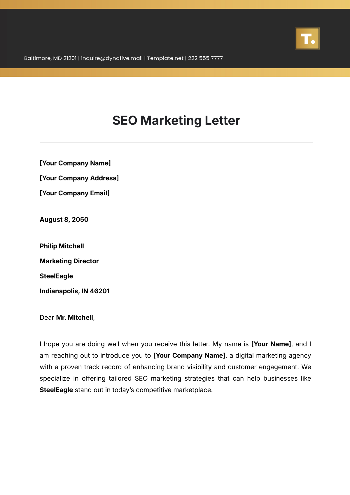 SEO Marketing Letter Template