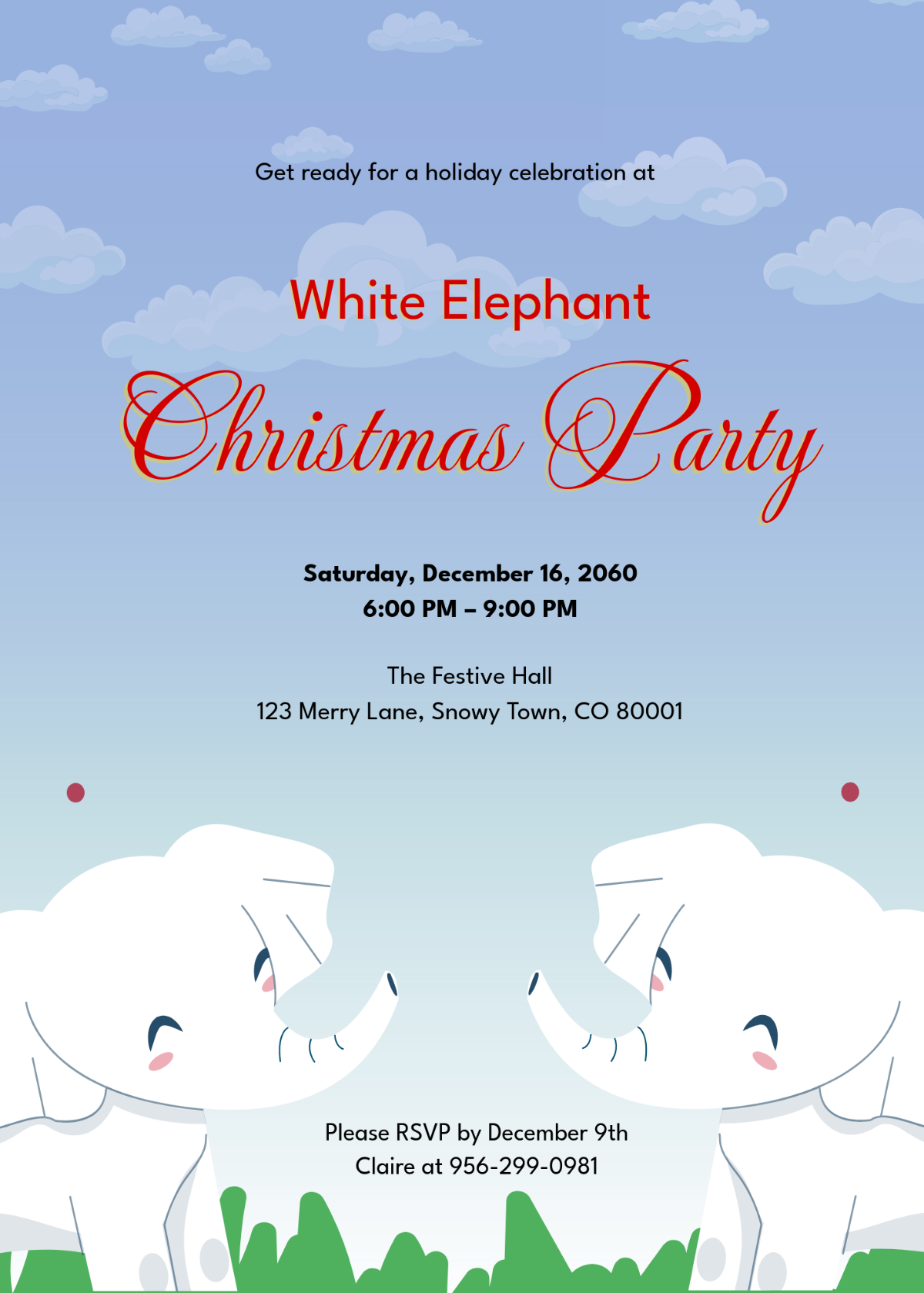 Free White Elephant Party Invitation Template - Edit Online & Download