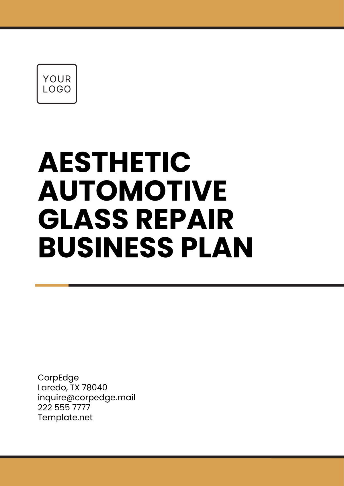 Aesthetic Automotive Glass Repair Business Plan Template - Edit Online & Download