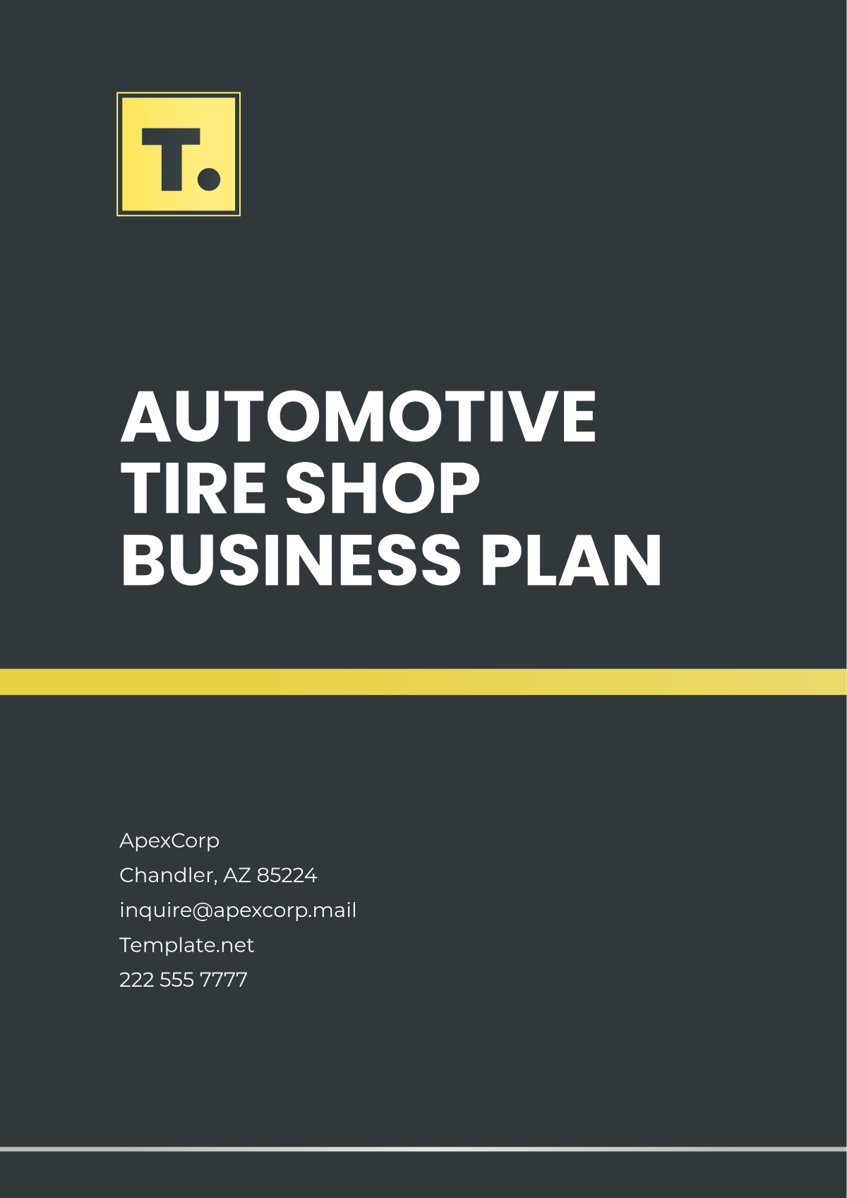 Automotive  Tire Shop Business Plan Template - Edit Online & Download