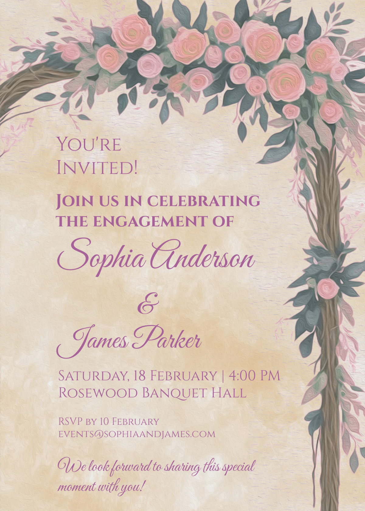 Beige Engagement Invitation Template - Edit Online & Download