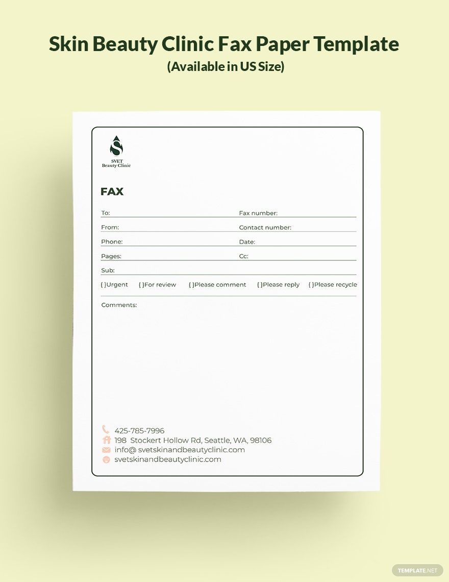 Free Skin Beauty Clinic Fax Paper Template