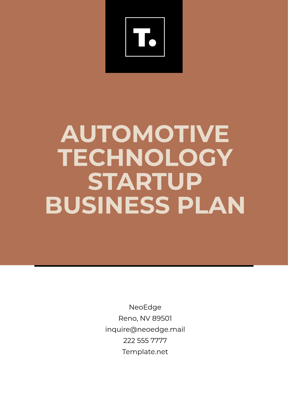 Automotive Technology Startup Business Plan Template - Edit Online & Download