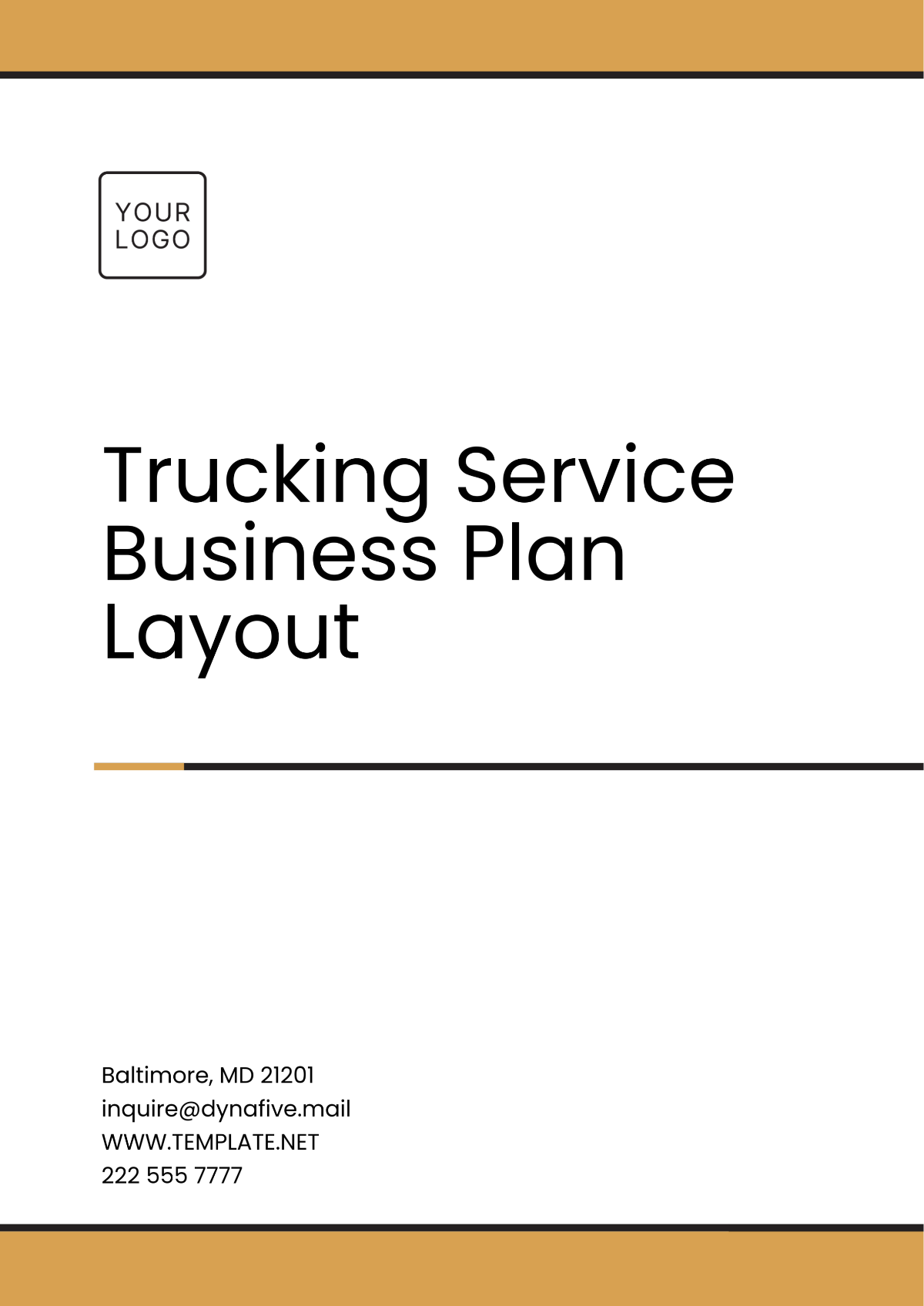 Trucking Service Business Plan Layout Template - Edit Online & Download