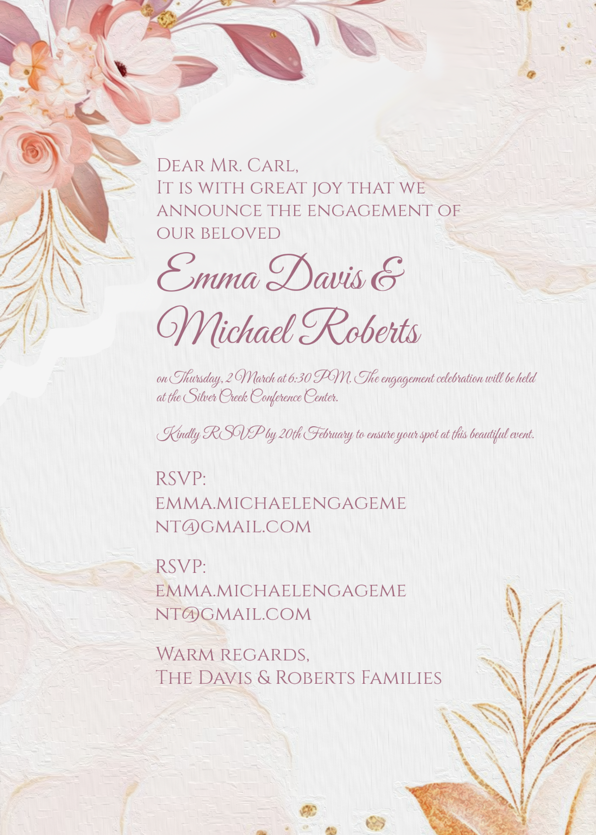 Aesthetic Engagement Invitation Letter Template - Edit Online & Download