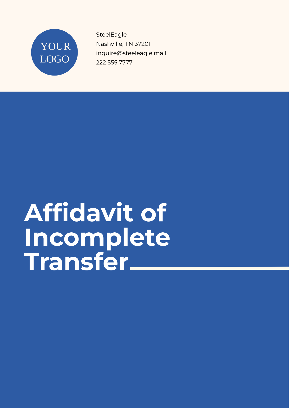 Free Affidavit of Incomplete Transfer Template