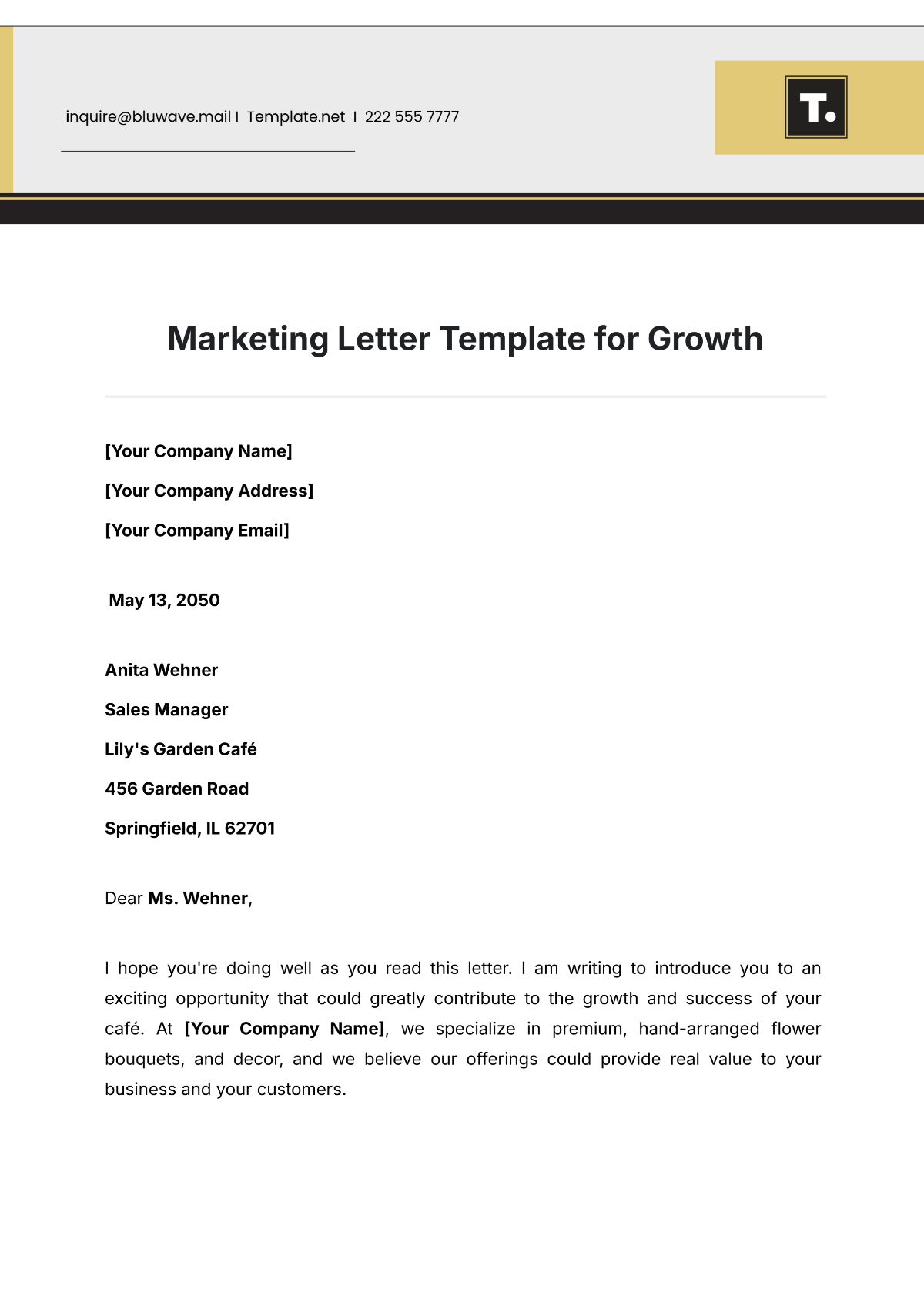 Marketing Letter Template for Growth Template