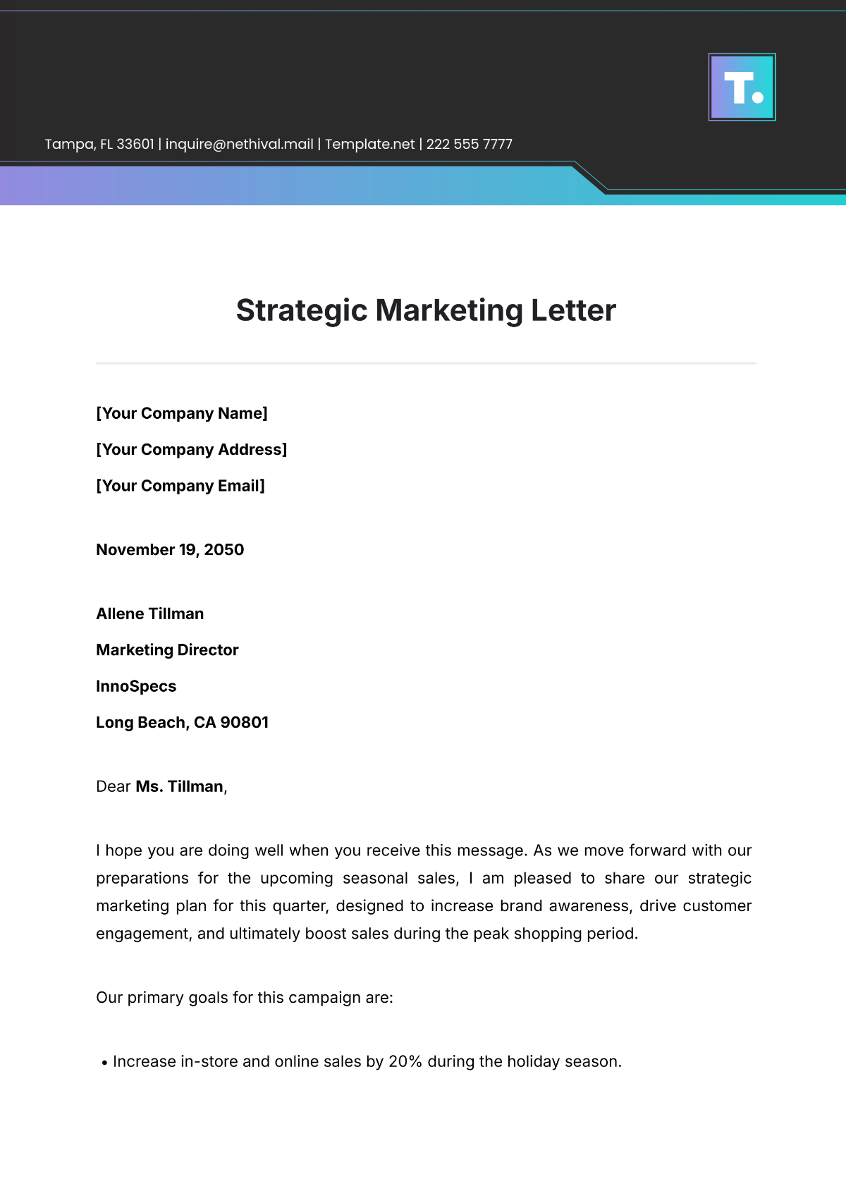 Free Strategic Marketing Letter Template