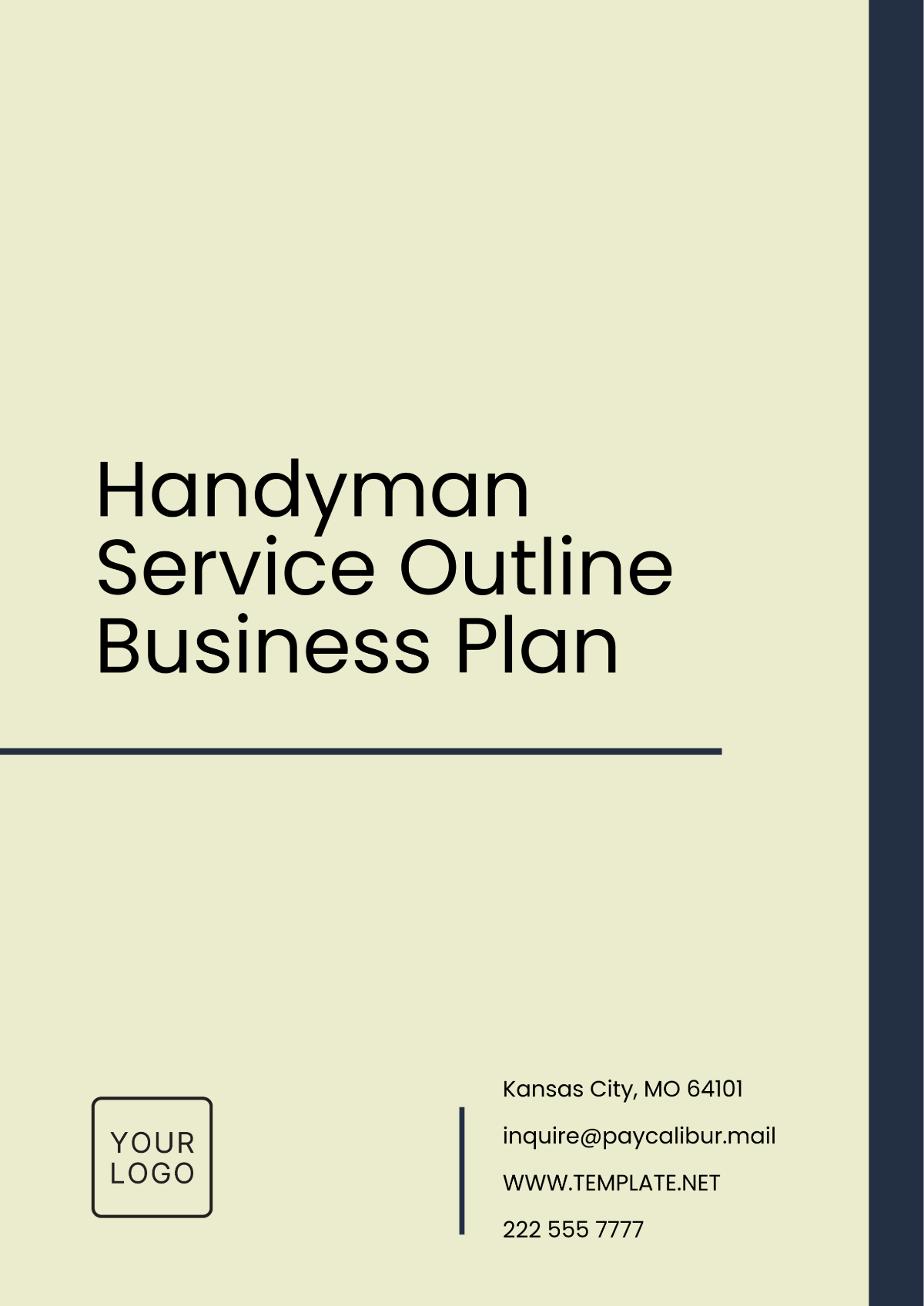 Handyman Service Outline Business Plan Template - Edit Online & Download