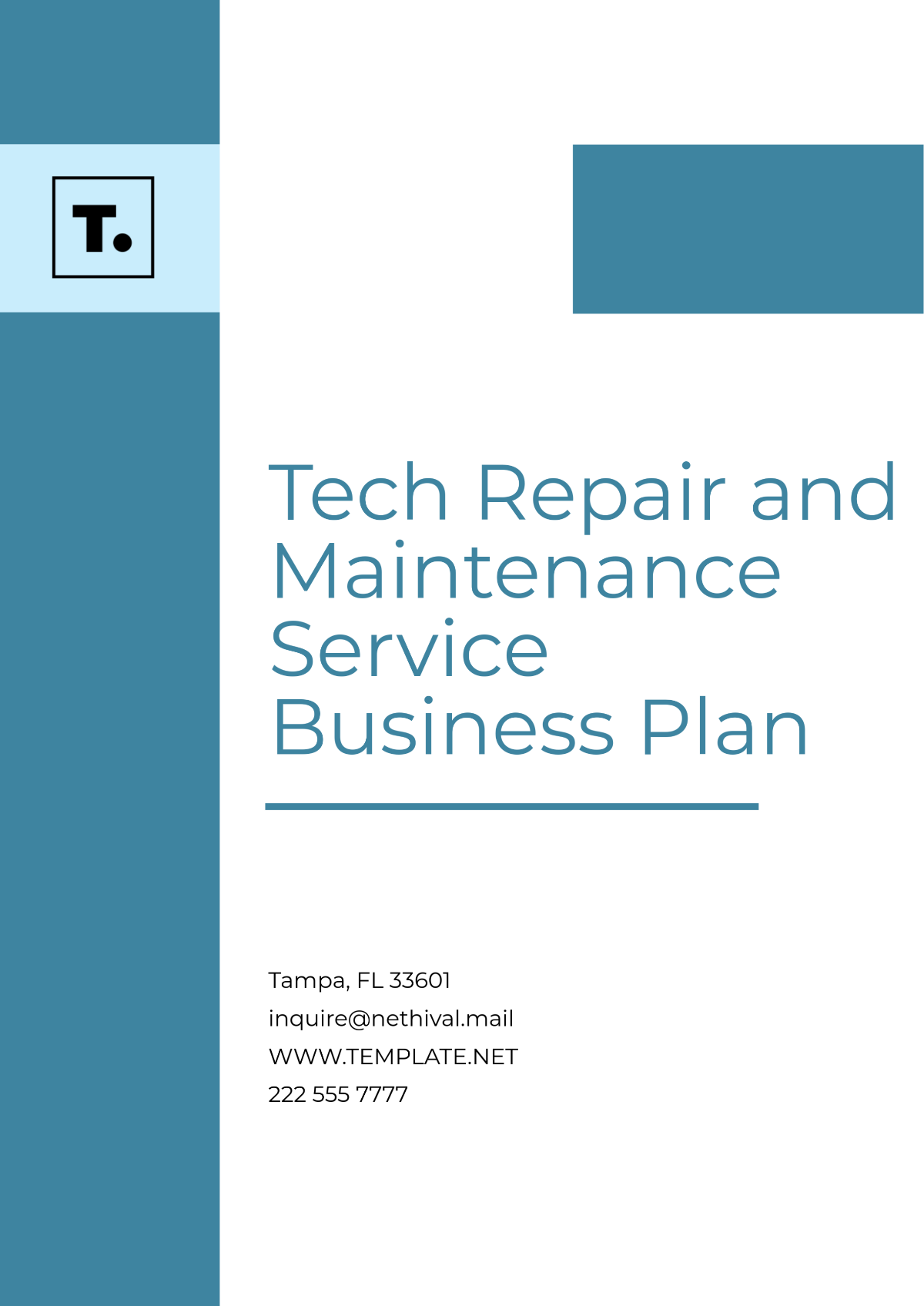 Tech Repair and Maintenance Service Business Plan Template - Edit Online & Download