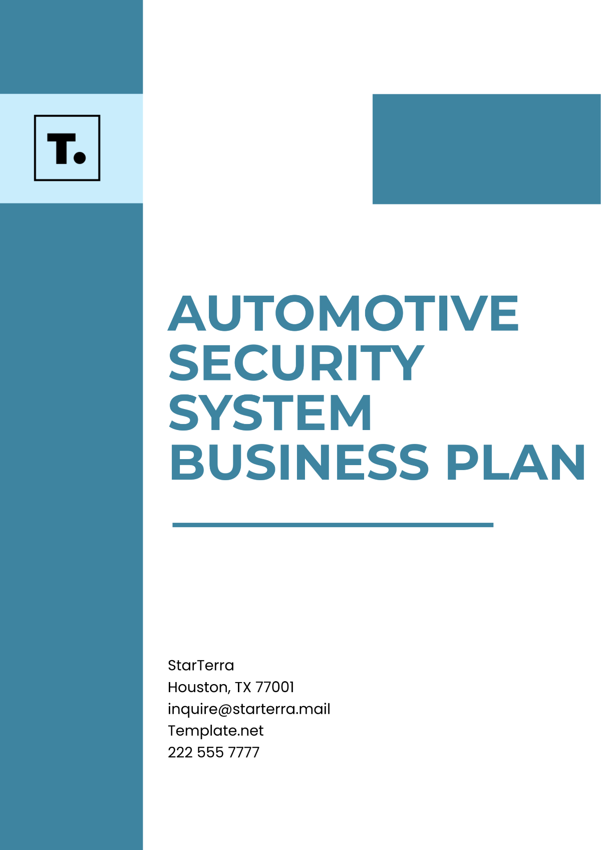 Automotive Security System Business Plan Template - Edit Online & Download