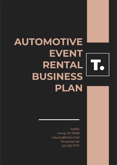 Free Automotive Event Rental Business Plan Template to Edit Online
