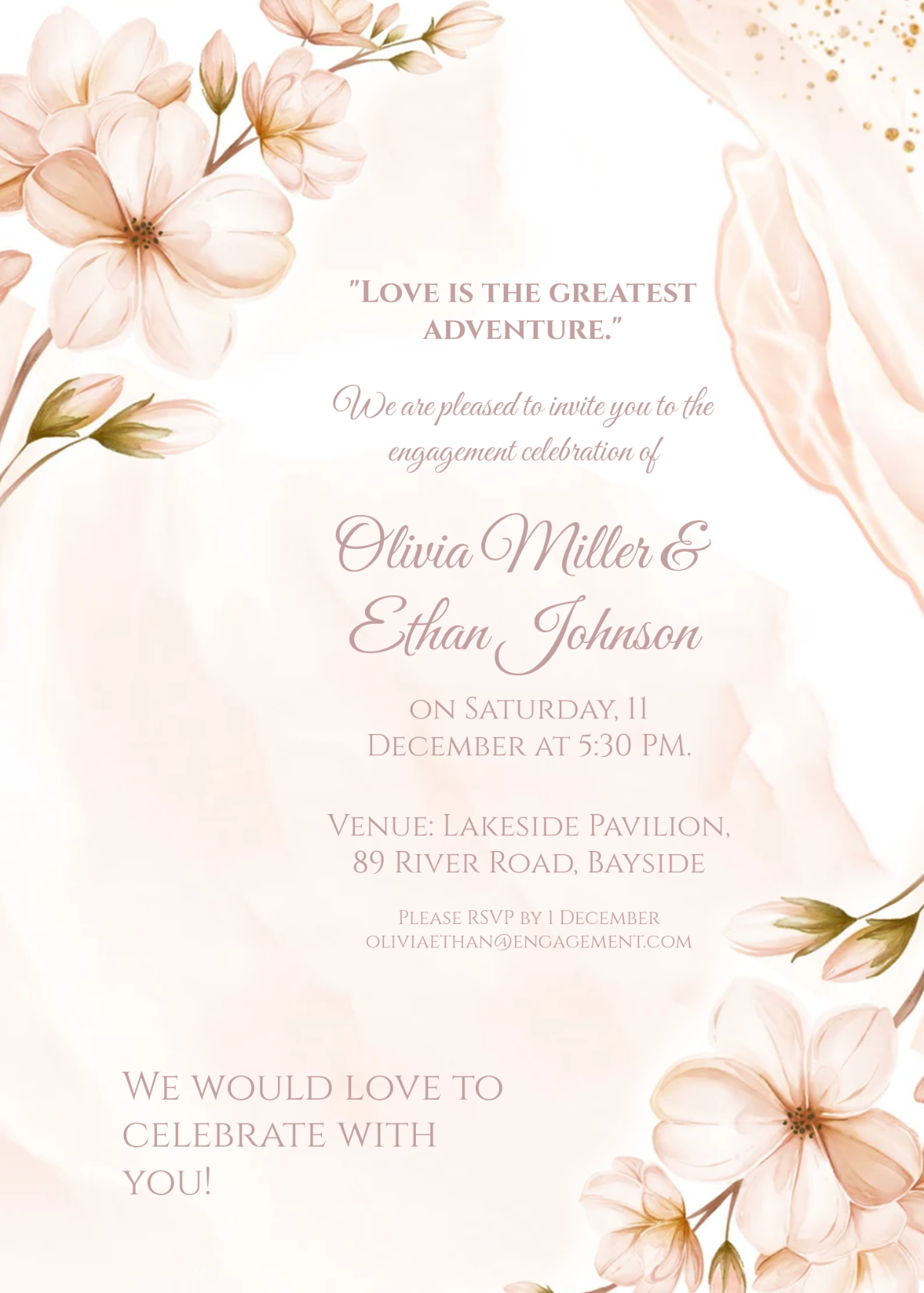 Engagement Invitation with Quote Template - Edit Online & Download