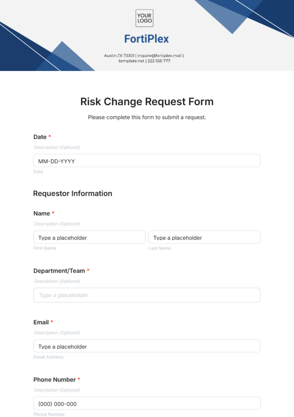 Risk Change Request Form Template - Edit Online & Download