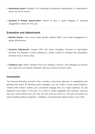 Free Personal Blank Branding Activation Plan Template to Edit Online