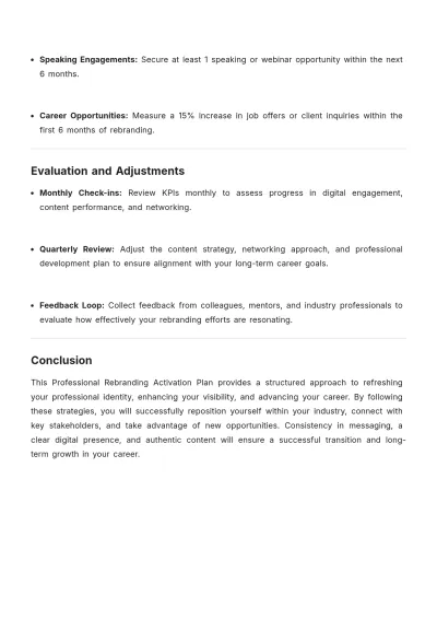 Free Professional Rebranding Activation Plan Template to Edit Online