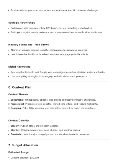 Free Sample B2B Brand Activation Plan Template to Edit Online
