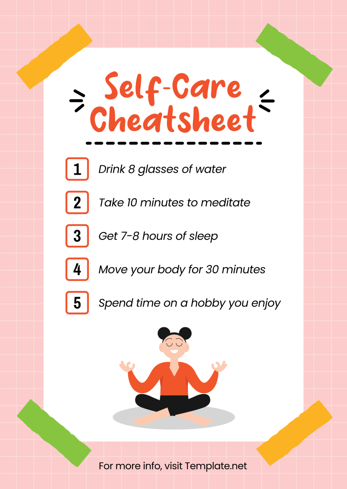 Free Self-Care Cheatsheet Template to Edit Online