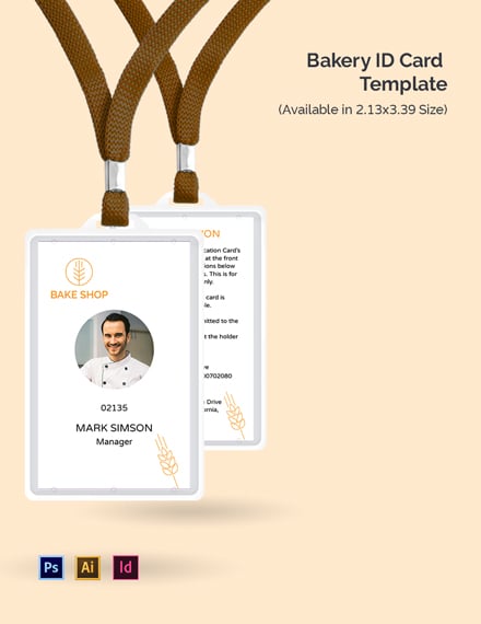 Free Bakery Id Card Template Illustrator Indesign Psd