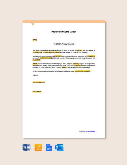 proof of income letter template free pdf word apple pages