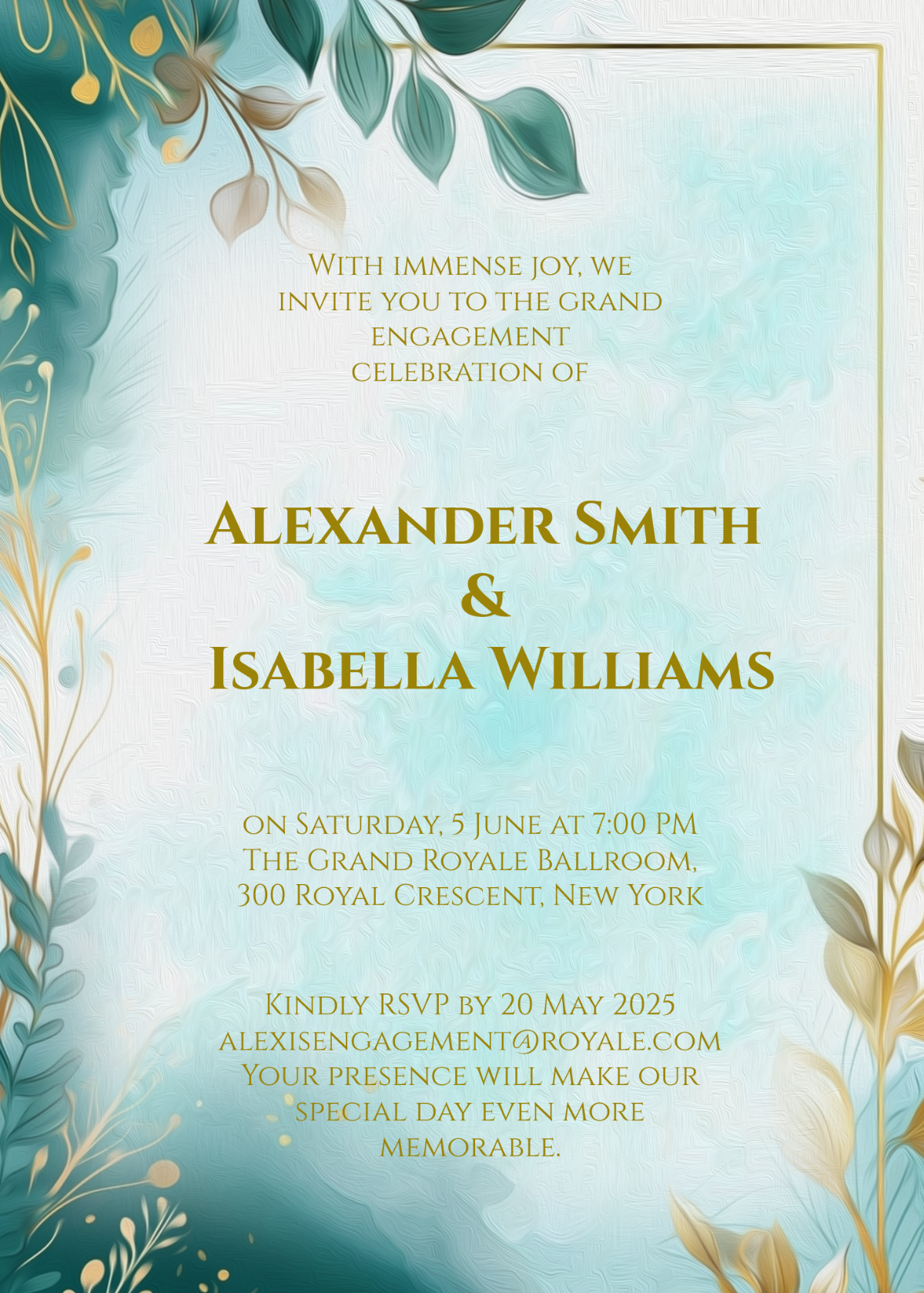 Grand Engagement Invitation Template - Edit Online & Download