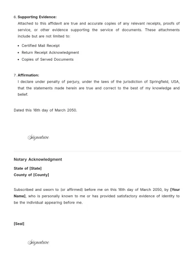Free Tenant Affidavit of Service Template to Edit Online