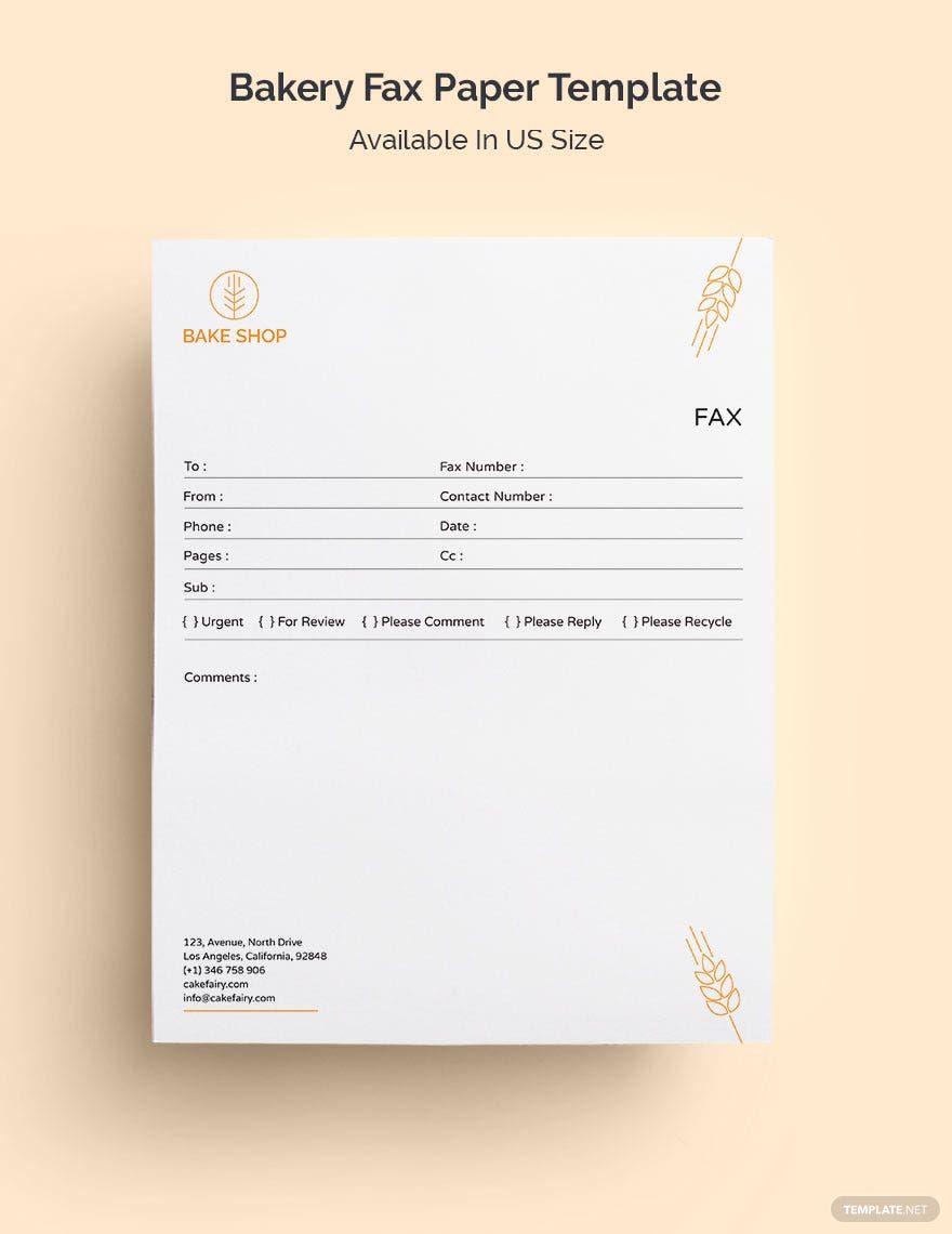 Bakery Fax Paper Template