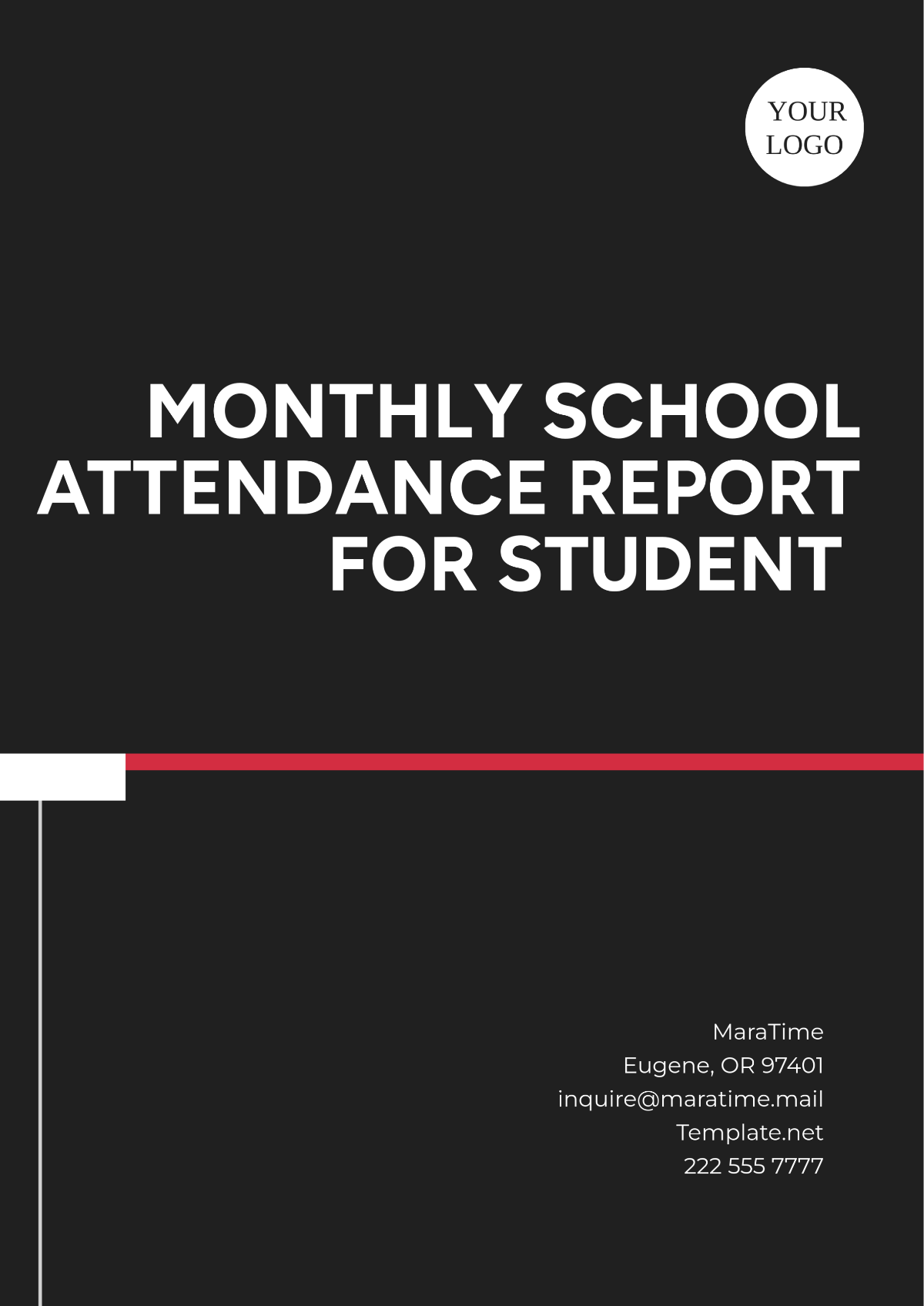 Free Monthly School  Attendance Report for Student Template