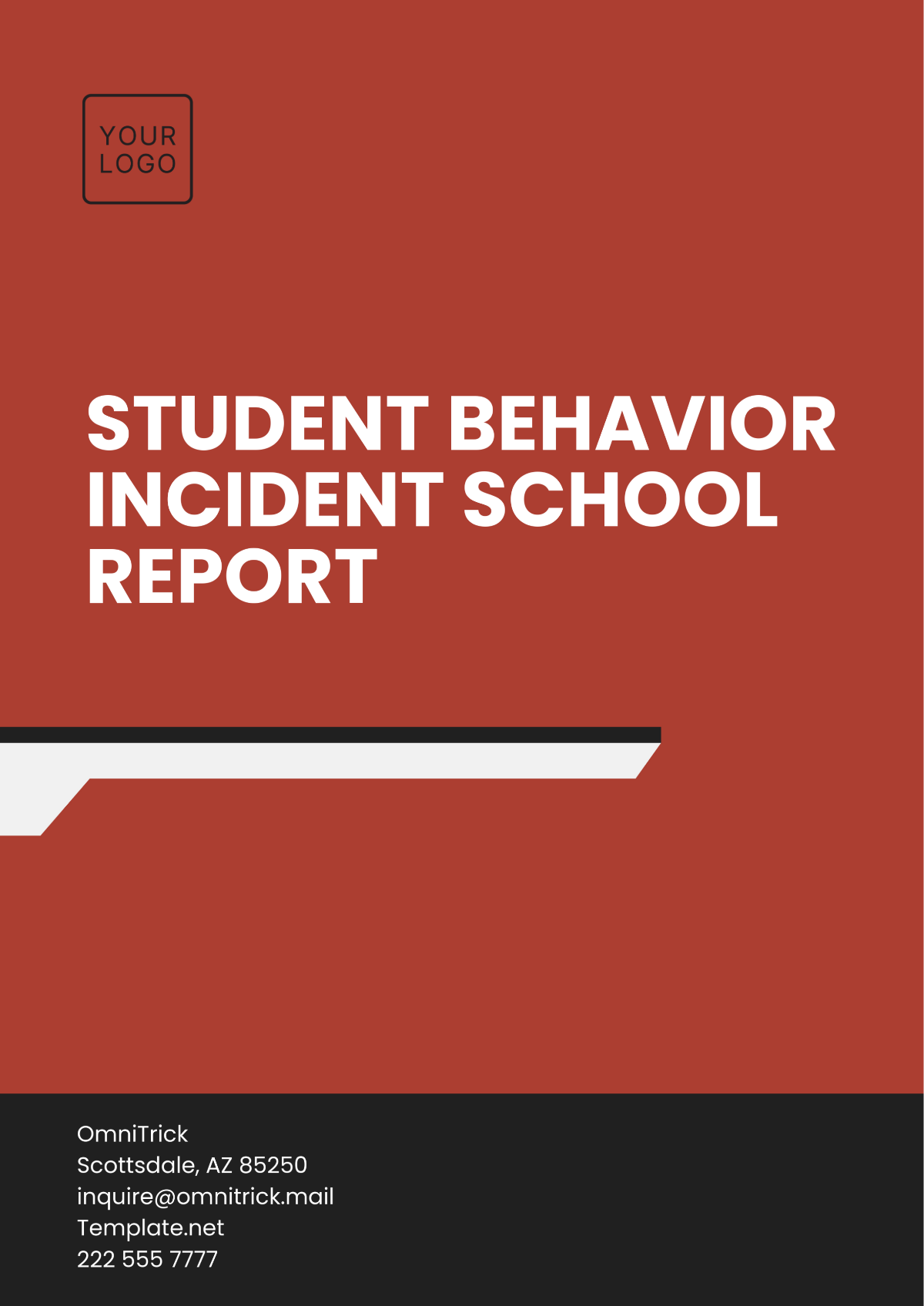 Free Student Behavior Incident School  Report Template