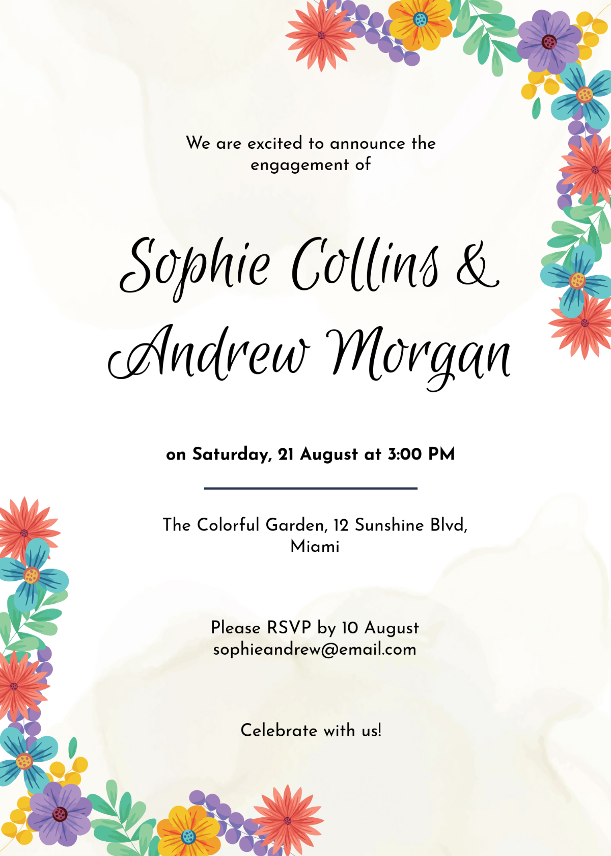 Colorful DIY Engagement Invitation Template - Edit Online & Download