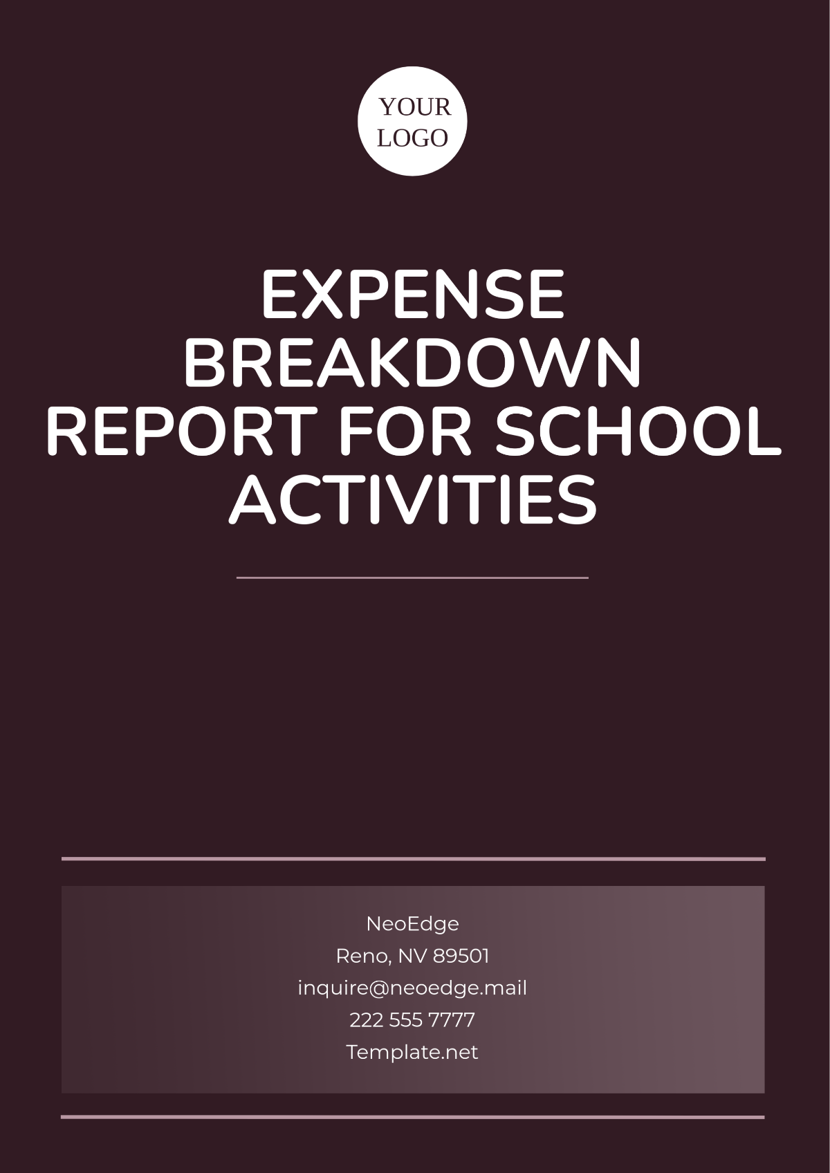 Free Expense Breakdown Report for School Activities Template