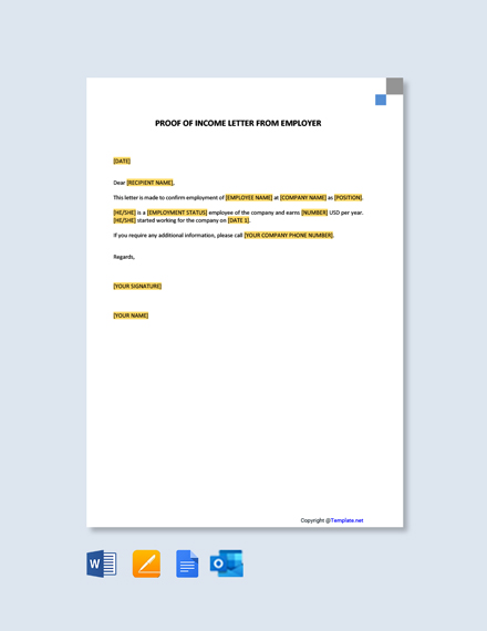 FREE Proof of Income Letter Template - Word (DOC) | Google Docs | Apple ...