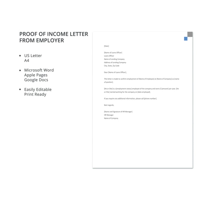 proof of income letter from employer 740x698