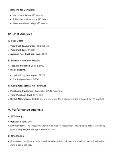 Free Equipment Utilization Construction Report Template to Edit Online