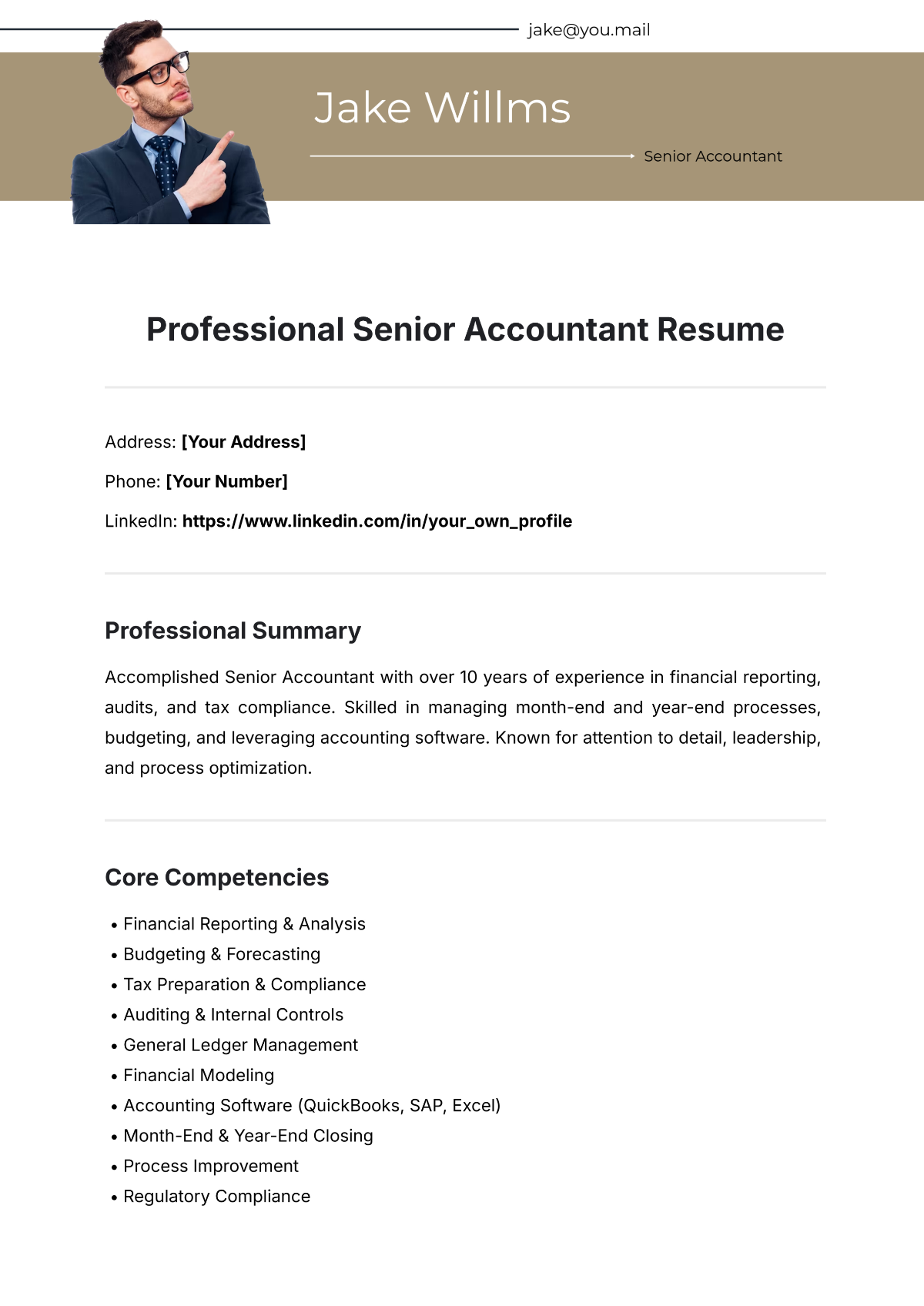 Free Professional Senior Accountant Resume Template