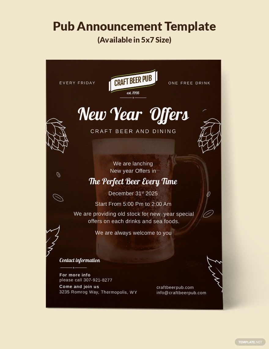 Pub Announcement Template in Word, Illustrator, PSD, Publisher, InDesign