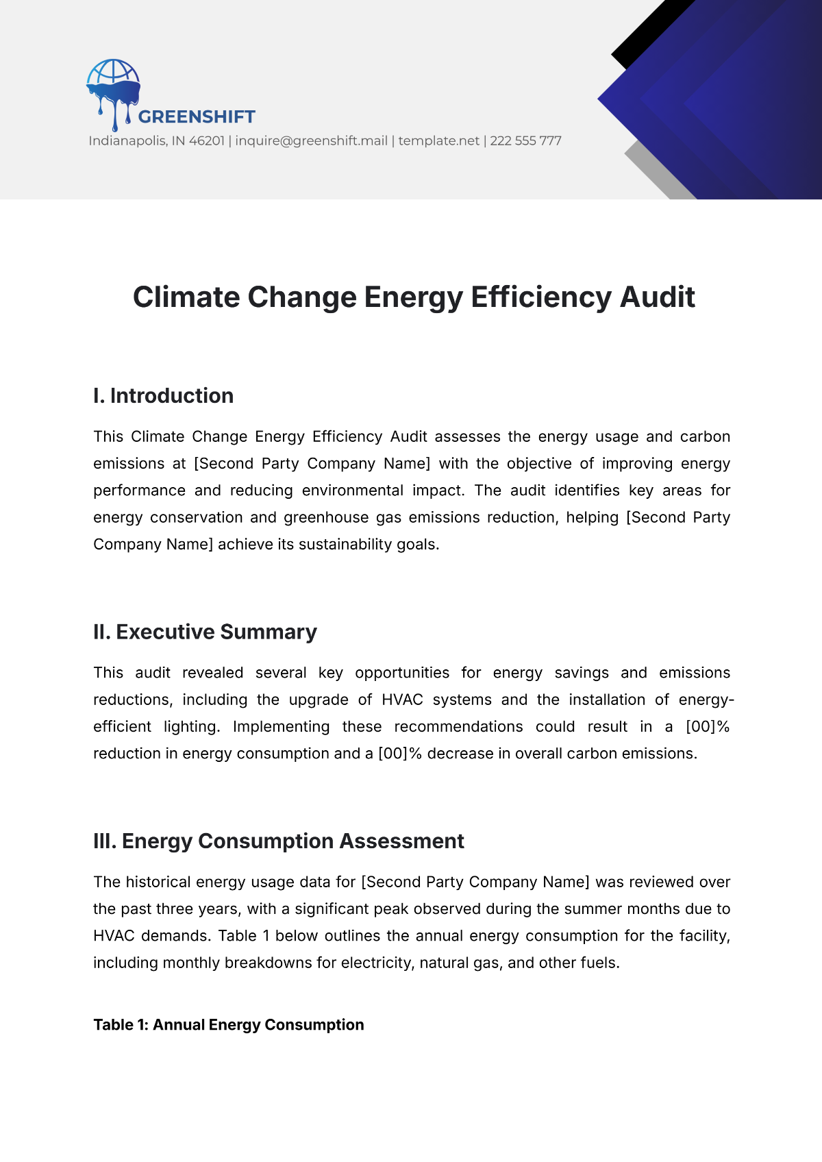 Climate Change Energy Efficiency Audit Template - Edit Online & Download