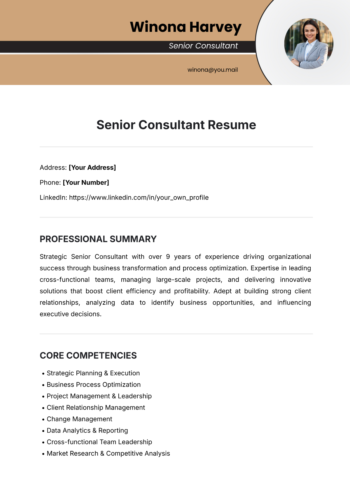 Free Senior Consultant Resume Template