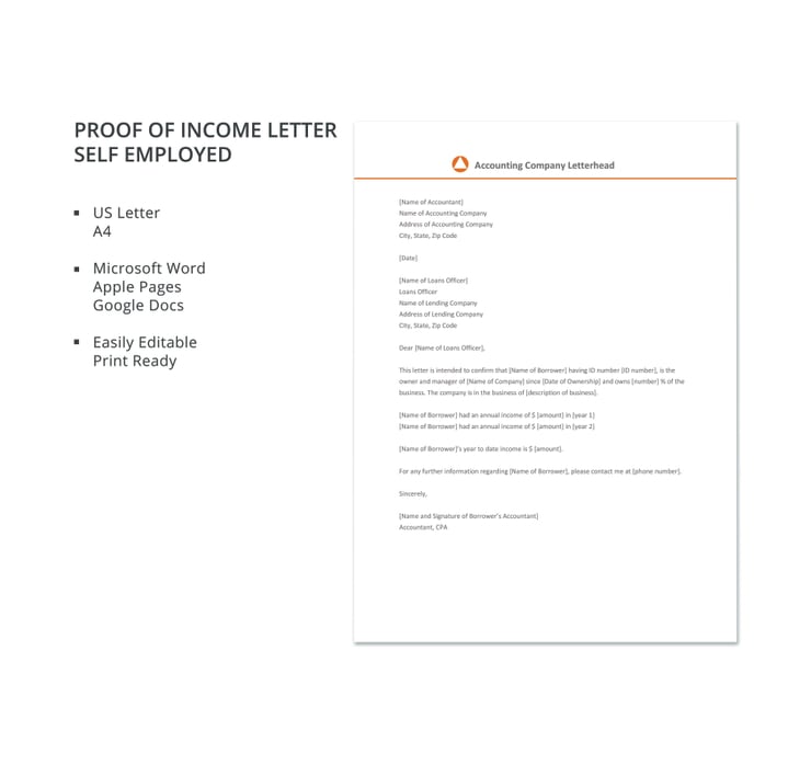 proof of income letter self employed 740x698