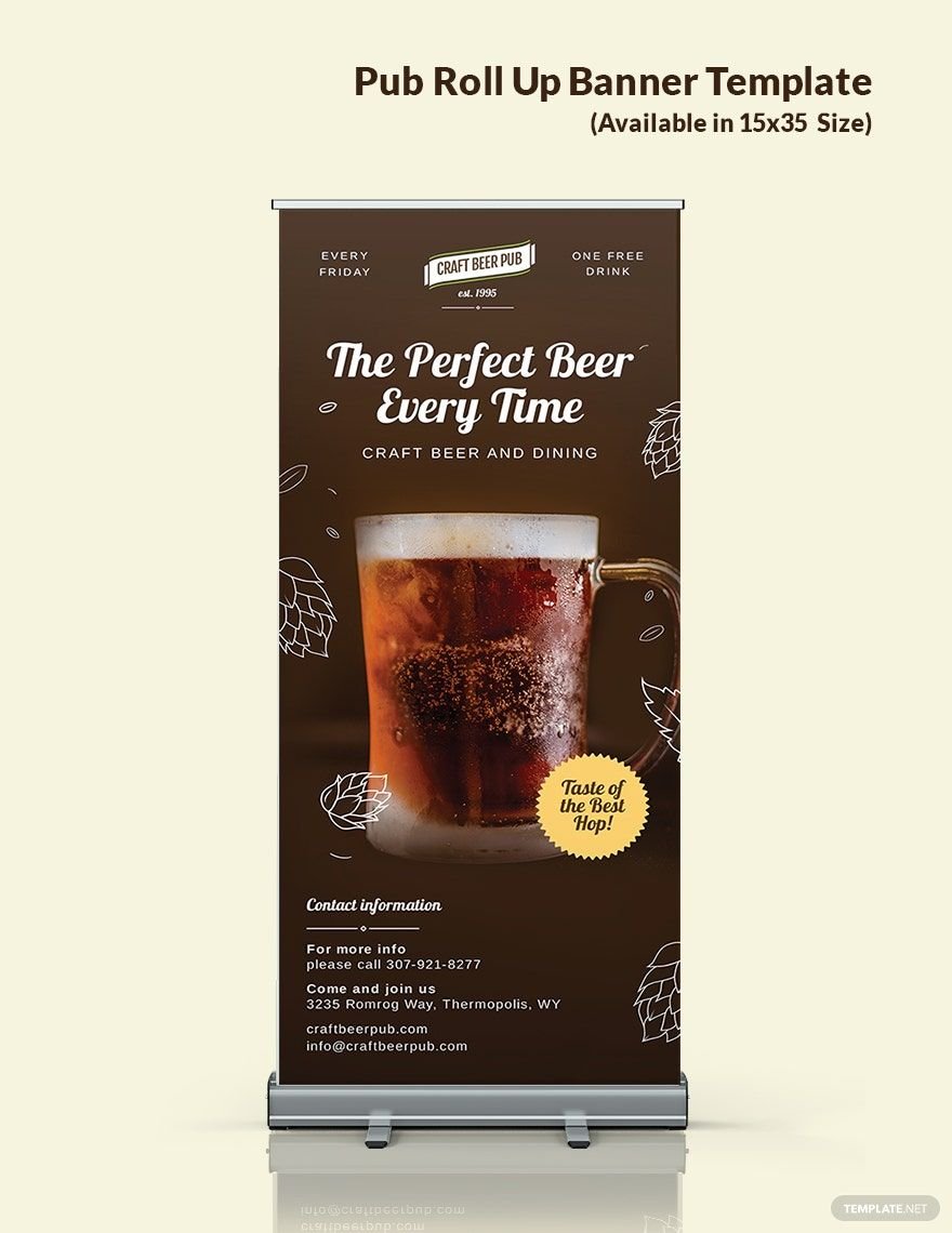 Free Pub Roll Up Banner Template in Illustrator, PSD, InDesign