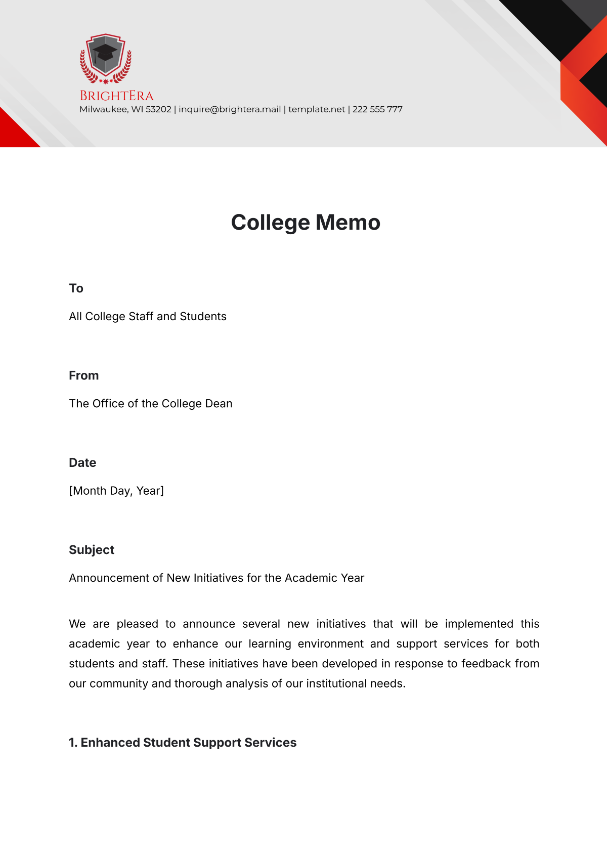 Free College Memo Template