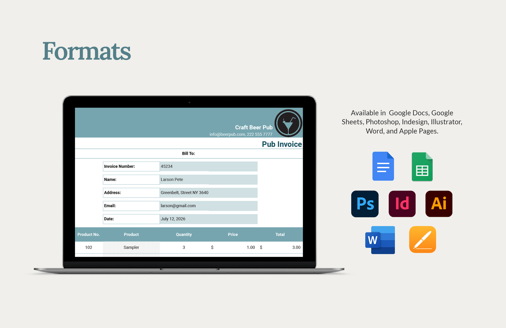 Pub Invoice Template