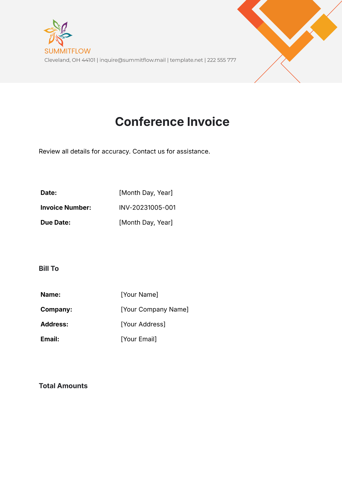 Conference Invoice Template - Edit Online & Download