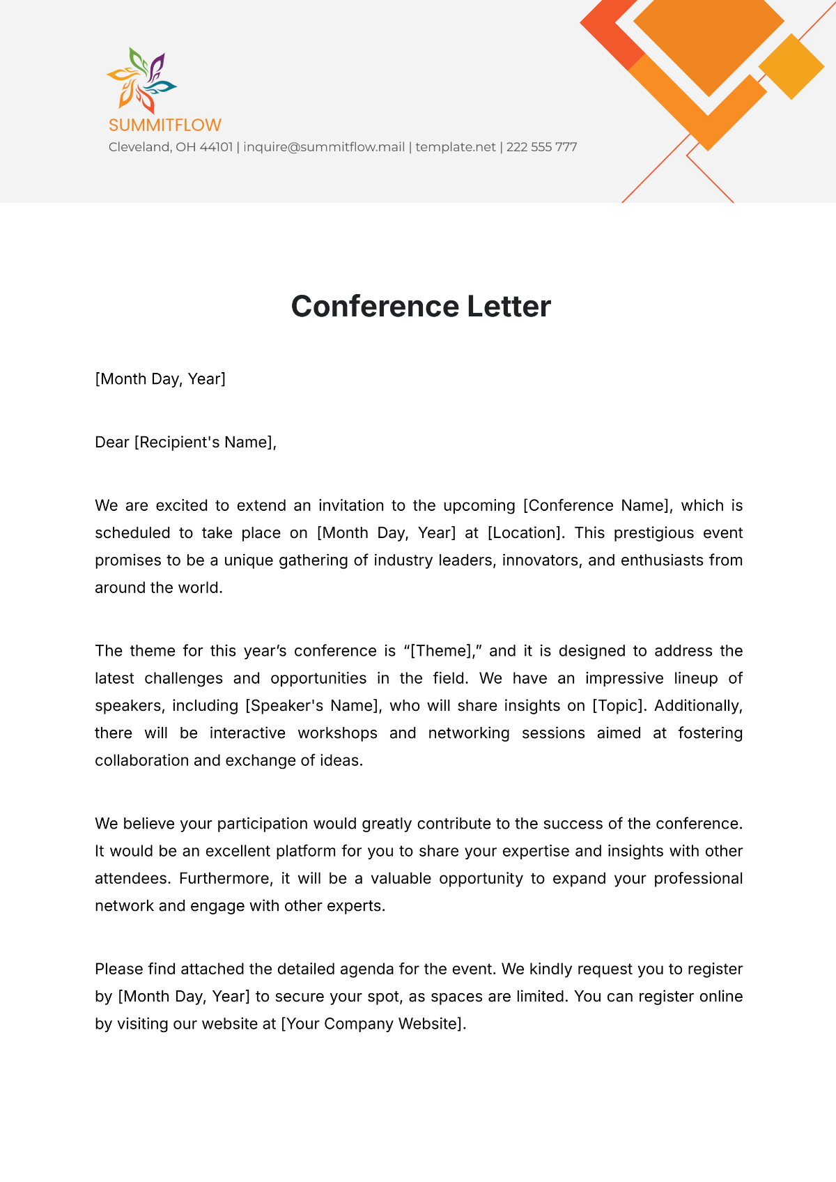 Conference Letter Template - Edit Online & Download