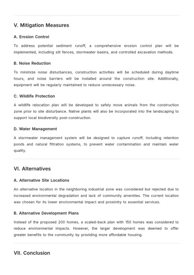 Free Environmental Impact Report for Construction Template to Edit Online
