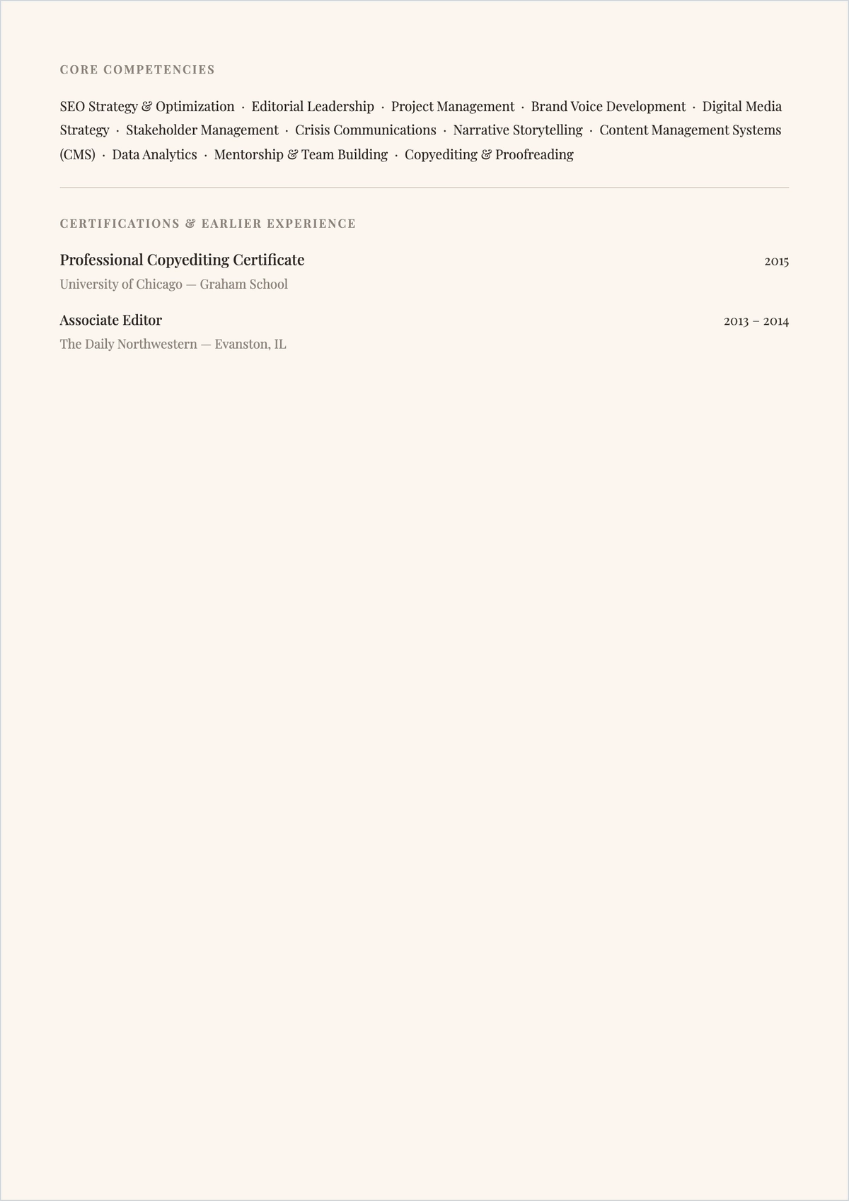 Free Senior Writer/Editor ATS Resume Template, AI Resume Builder