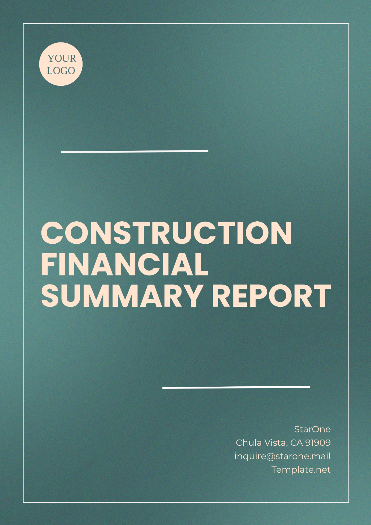 Construction Financial Summary Report Template - Edit Online & Download