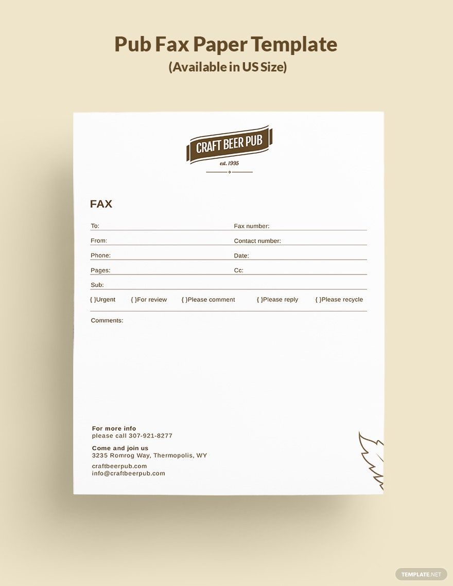 Pub Fax Paper Template