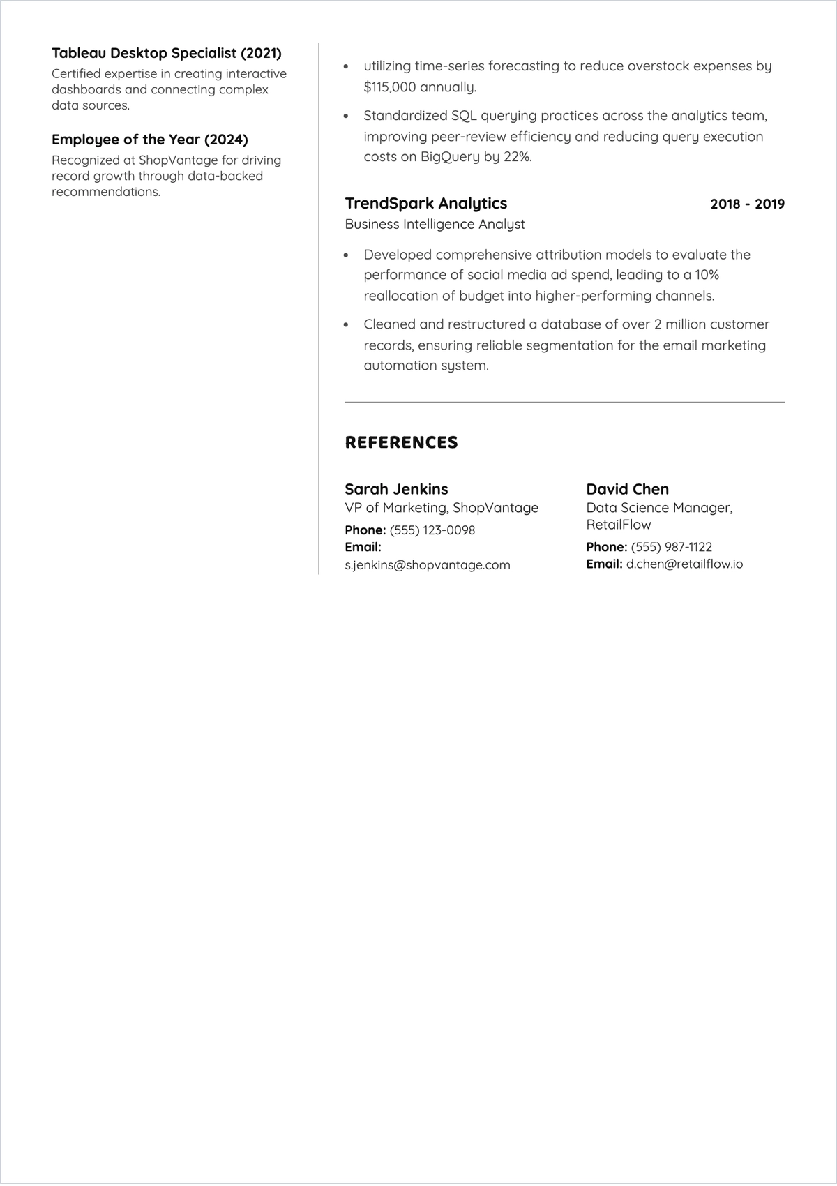 Free Simple Senior Data Analyst ATS Resume Template, AI Resume Builder